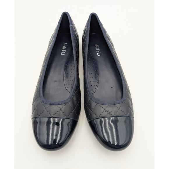 Vaneli Serene Cap Toe Ballet Flat Women's Navy Nappa/ Patent Size US11M EU42 - Picture 9 of 11